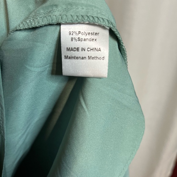 Anrabess NWT Satin Mint green One Shoulder  Bodycon Midi cocktail dress-L - Picture 11 of 12